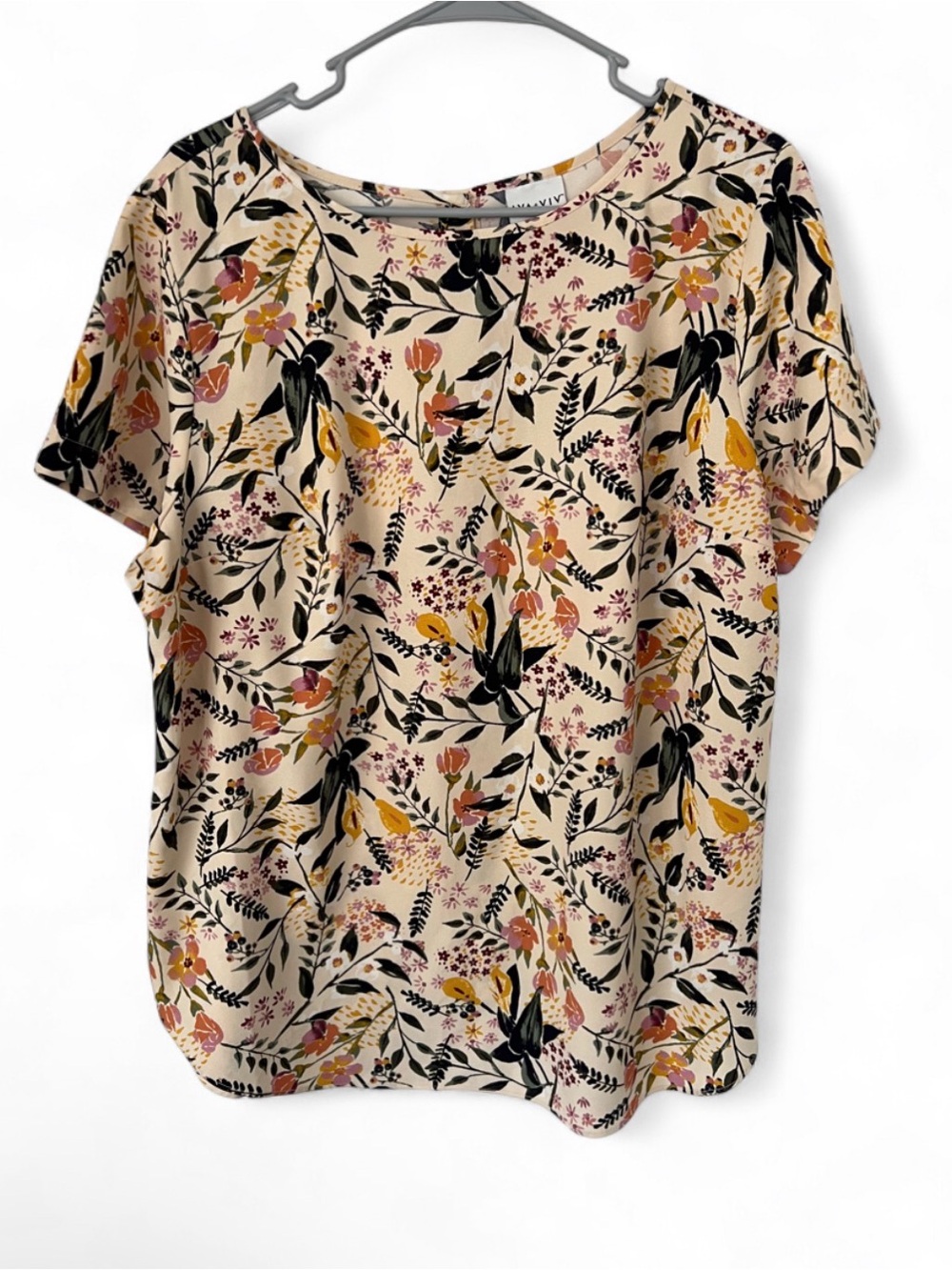 Floral Short-Sleeve Top in Cream by Ava & Viv